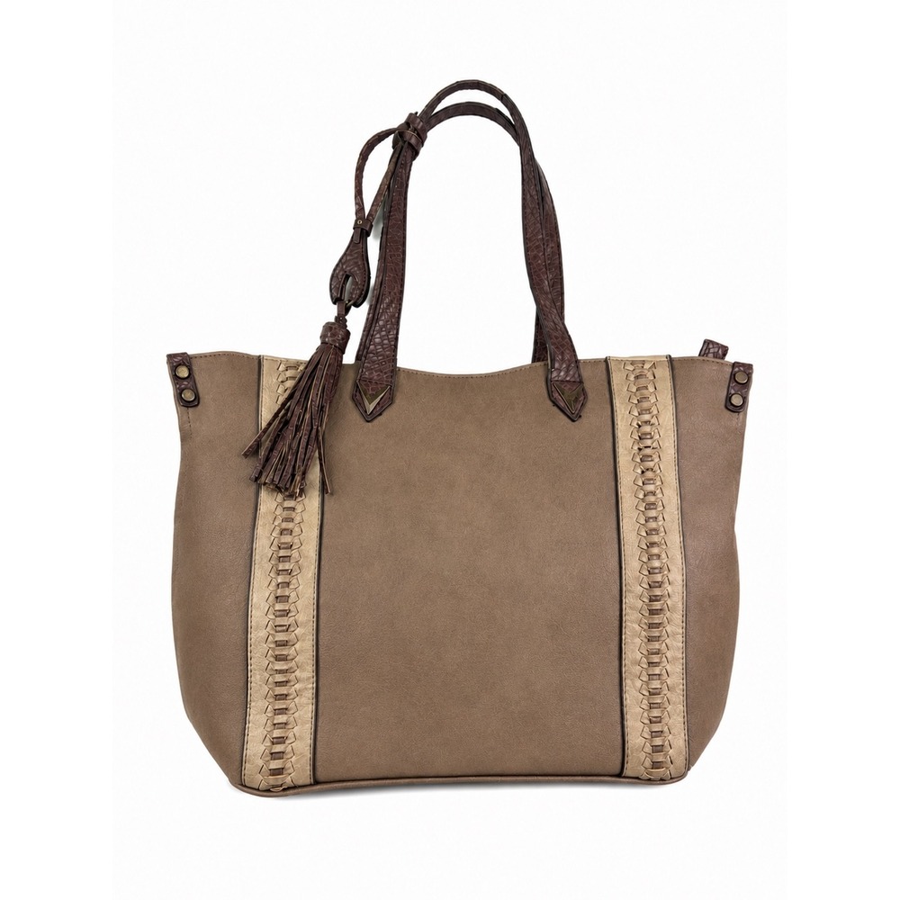 Darcy Marks London Vintage Y2K Brown Woven Faux Leather Tote Shoulder Bag
